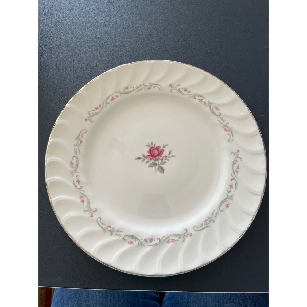 Royal Swirl Fine China Japan Plate Pink Rose Floral‎ Gold Rimmed Tableware